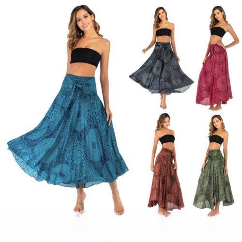 S006 cross-border casual Thailand European and American dress skirt beach holiday skirt two wear large swing skirt bohemian