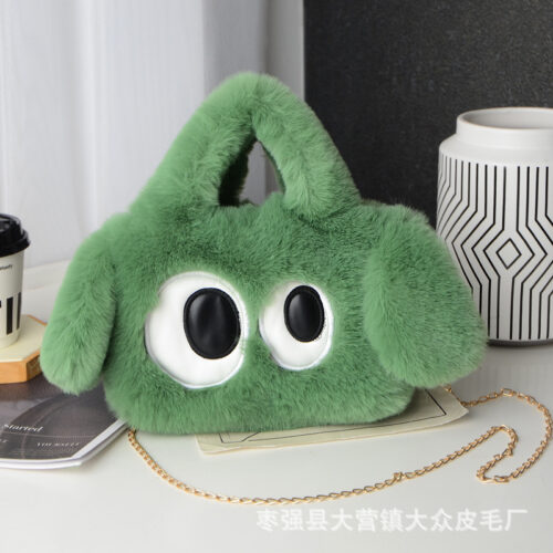 Douyin popular big-eyed puppy plush bag bag female cute 2024 new autumn and winter fashion one-shoulder crossbody handbag - Image 2