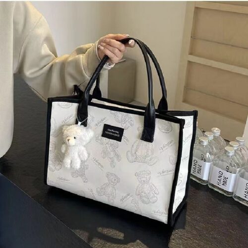 Canvas Big Bag 2024 New Tote Armpit Bag Fashion Commuter Handbag Large Capacity Away Mommy Bag - Image 3