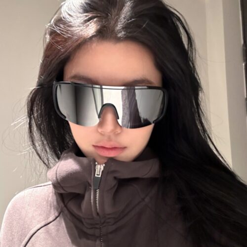 Road Bike Riding White Mercury Sunglasses Fashion Mountaineering Running Onepiece Sunglasses UV Protection for Men and Women