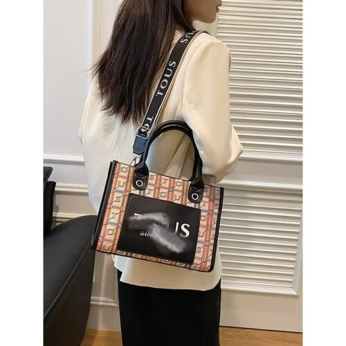 Autumn and winter new large-capacity women's bag personality design pattern stitching popular letter tote crossbody bag hand-commuting - Image 4