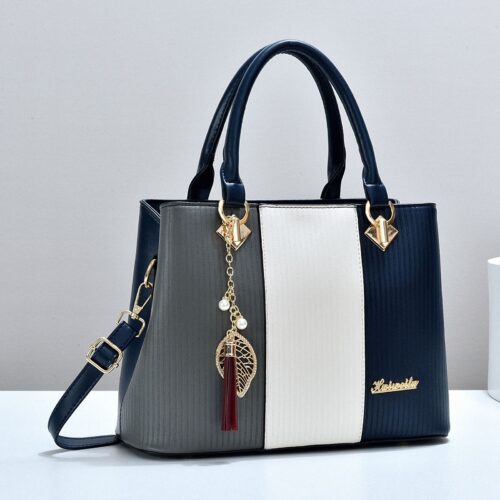 Color-blocked women's bags, fashion trends, handbags, PU shoulder crossbody bags, large-capacity bags, bags - Image 3