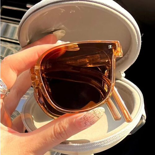 New fashion folding sunglasses 2022 net red air cushion box storage portable sunglasses anti-ultraviolet glasses wholesale