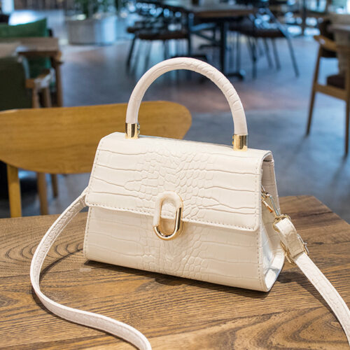 Women's Bag 2024 New Crossbody Bag, Niche Handheld Small Square Bag, Temperament, Versatile, Fashionable, One-shoulder, Crocodile Baguette Bag