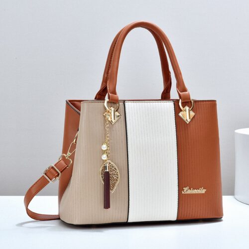 Color-blocked women's bags, fashion trends, handbags, PU shoulder crossbody bags, large-capacity bags, bags