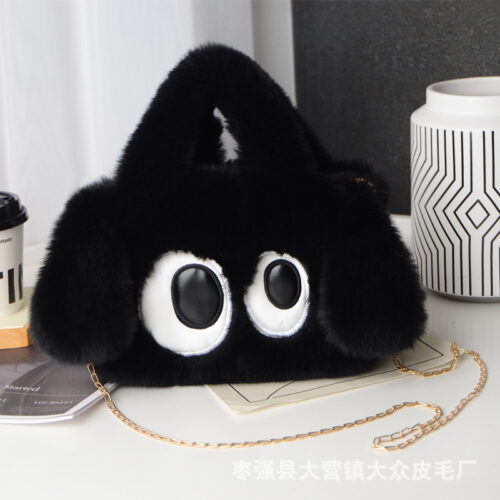 Douyin popular big-eyed puppy plush bag bag female cute 2024 new autumn and winter fashion one-shoulder crossbody handbag - Image 3