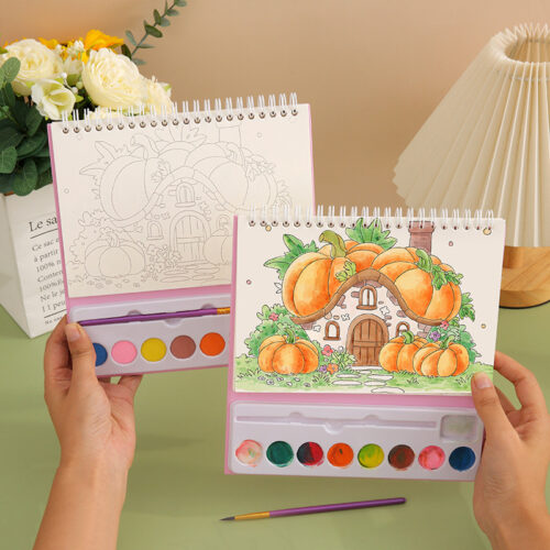 New Watercolor Painting Set 8 Colors DIY Art Coloring Book Cartoon Doodle Watercolor Painting Kids Picture Book Toys - Image 2