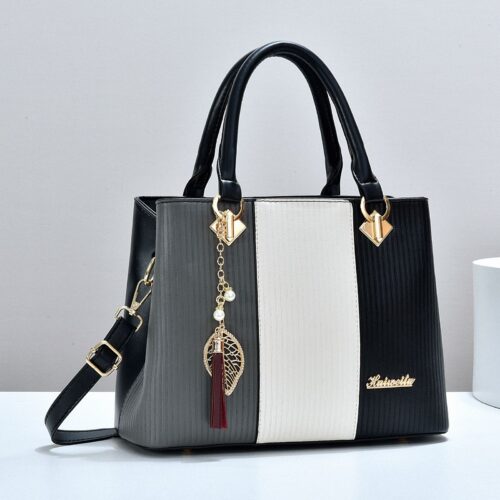 Color-blocked women's bags, fashion trends, handbags, PU shoulder crossbody bags, large-capacity bags, bags - Image 2