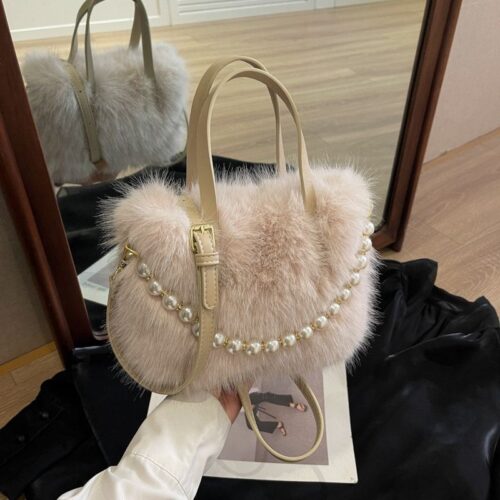 Winter new plush bag fashion trend ladies handbag, large-capacity foreign plush bag, women's one piece of delivery - Image 3